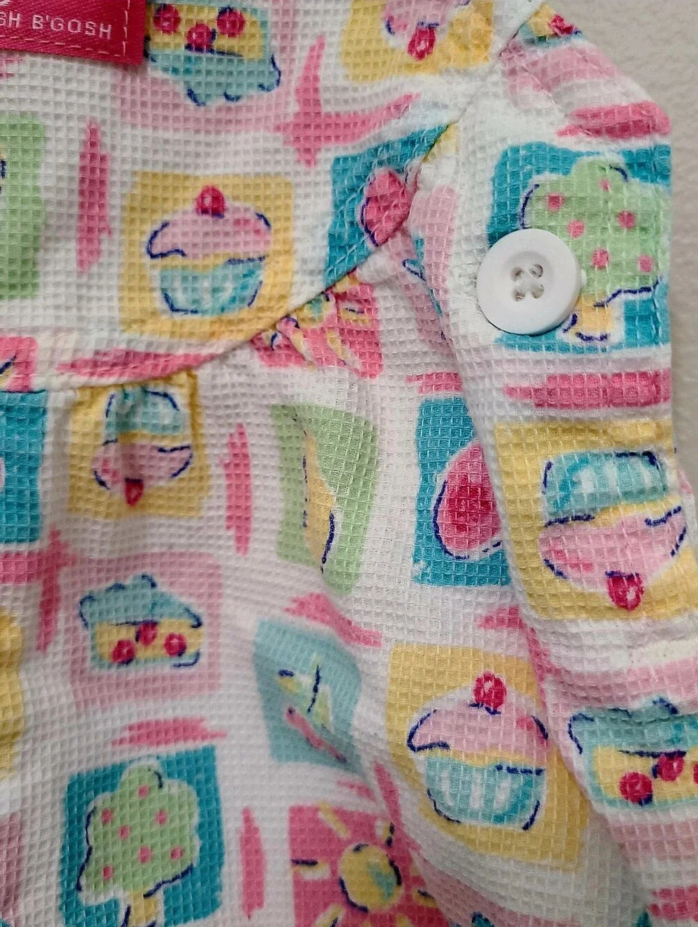 Vtg Oshkosh Baby B’Gosh Vestbak Overalls Bubble Romper Girls 3/6M Heart Flower